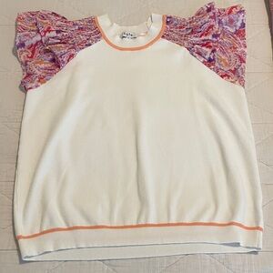 Fate White Sweater with Orange Accents